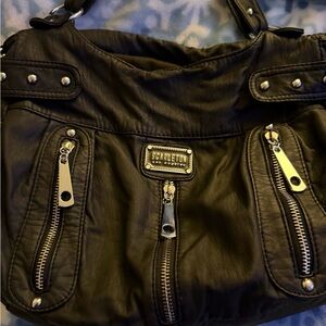 Scarleton Black Faux-Leather Zip-Detail Shoulder Bag